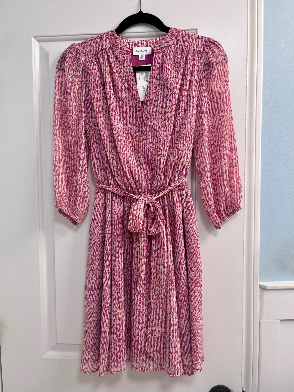 Evereve Pink Multi-Print Wrap-Style Midi Dress